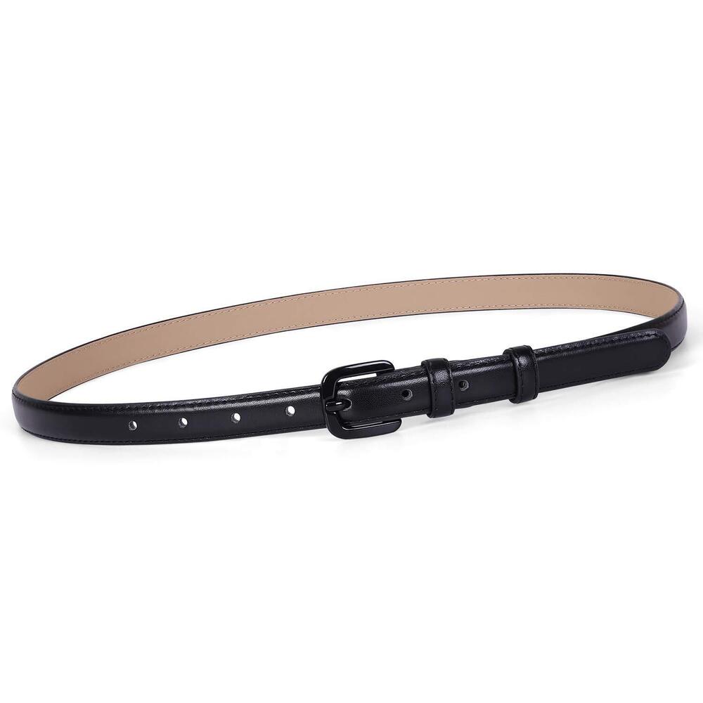 Women Skinny Leather Belt Thin Waist Jeans Belt for Pants in Pin Buckle